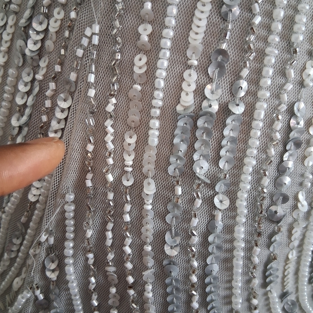 BHLDN Anthropology Fidelia Heavily Beaded Maxi Dress In Grey size 4 NWOT - Picture 4 of 15